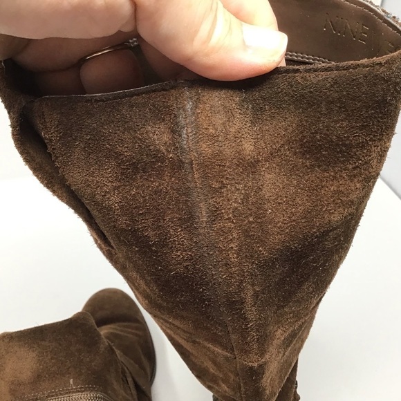 Nine West Brown Suede Blogger Harness Mid Calf High Boots - Picture 8 of 13